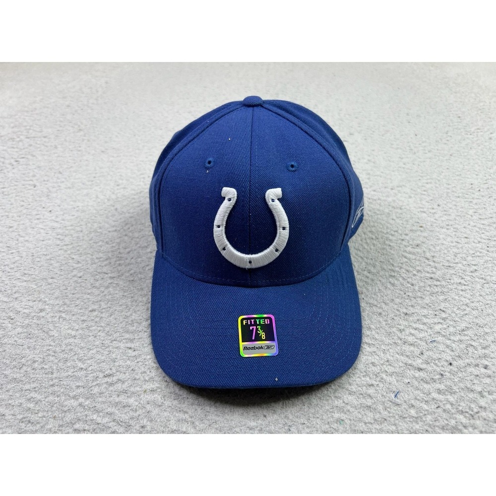 Indianapolis Colts Hat Mens 7 3/8 Blue NFL Football On Field Reebok Fitted Cap